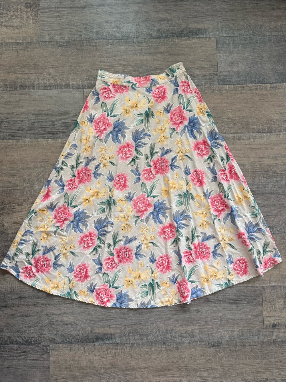 Vintage Talbots 100% Silk Floral Midi Skirt - Pastel Cottagecore Prairie A-Line